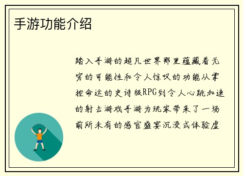 手游功能介绍